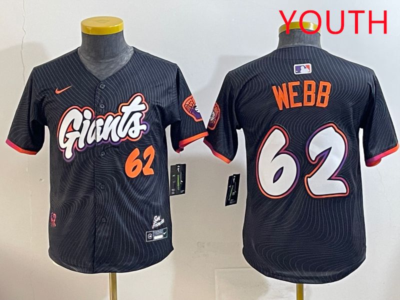 Youth San Francisco Giants #62 Webb Black Joint Name 2025 Nike MLB Jersey style 6